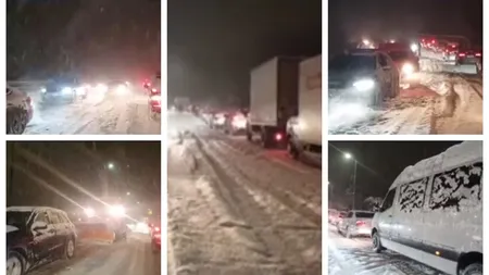 Ninsoare puternică pe Valea Prahovei. Trafic îngreunat pe DN1 şi pe alte drumuri din ţară VIDEO