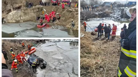 Bunic şi nepoată morţi după ce au căzut cu maşina într-un lac îngheţat