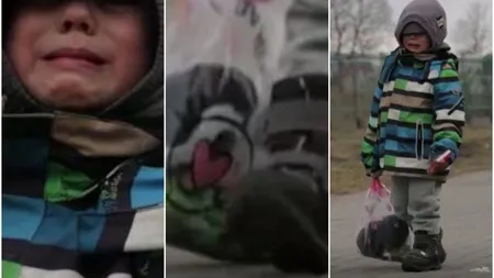 Ți se rupe sufletul! Băiețel de doar cinci ani, surprins în timp ce trece singur frontiera din Polonia. Micuțul din Ucraina plânge și târăște după el o jucărie din pluș