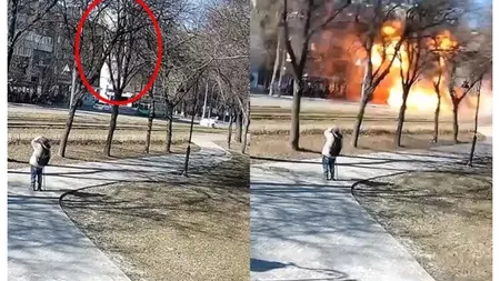 Război în Ucraina. Imagini şocante cu o rachetă care loveşte o stradă din Kiev VIDEO