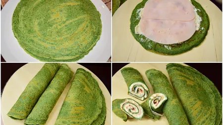 Rețetă de clătite cu spanac. Cea mai bună rețetă  care se prepară cât ai clipi. Ai nevoie doar de câteva ingrediente!