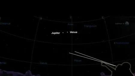 Conjuncţia Venus-Jupiter va putea fi admirată la sfârşitul lunii aprilie
