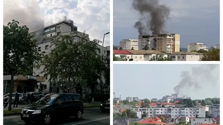 Incendiu puternic într-un bloc cu zece etaje. Zeci de persoane au fost evacuate de urgenţă