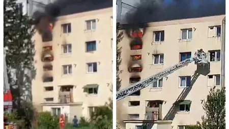 Incendiu puternic într-un bloc din Braşov. Oameni scoşi din apartamente pe geam de pompieri. Explozie într-un bloc şi la Vâlcea VIDEO