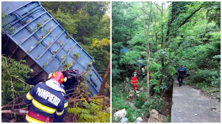 Accident înfiorător în Caraş-Severin după ce o maşină a căzut într-o râpă. Un mort şi doi răniţi FOTO