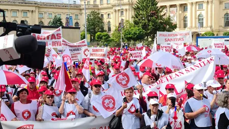 Proteste masive în România. Peste 10.000 de angajați din Sănătate au ieșit în stradă