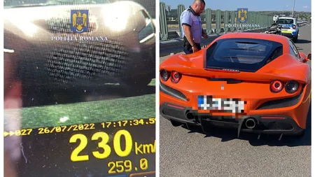 Ferrari prins de radar cu 230 km la oră pe autostradă în România