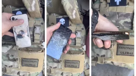 Soldat ucrainean salvat de telefonul mobil pe front
