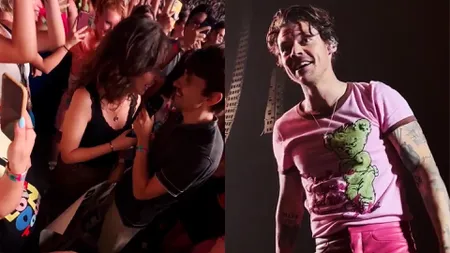Clip romantic devenit viral pe internet! Cântărețul Harry Styles și-a întrerupt concertul pentru a lăsa un fan să-și ceară iubita de soție - VIDEO