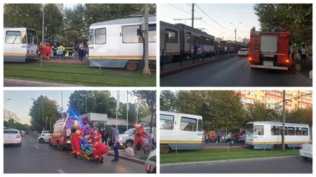 VIDEO| Accident cu două tramvaie în Bucureşti. Trei persoane au avut nevoie de îngrijiri medicale