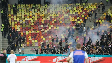 Incidente pe Arena Naţională la Dinamo-Steaua. Jandarmii au intervenit cu bastoane şi gaze pentru a împiedica cele două galerii să ajungă la bătaie VIDEO