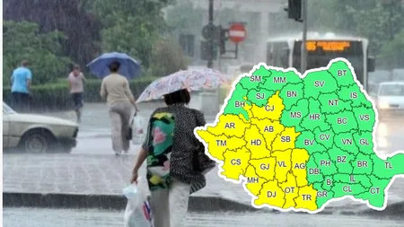 Alerte meteo cod galben de ploi şi vijelii în 15 judeţe. Prognoza meteo actualizată