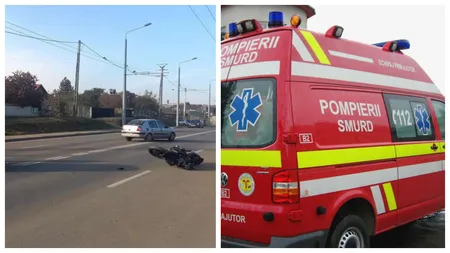 Incident grav la Vaslui. Un motociclist a fost acroşat de o maşină. Care este starea de sănătate a bărbatului