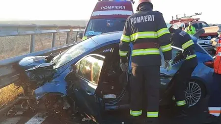 Accident grav pe A6, cod roşu de intervenţie. A fost solicitat elicopterul SMURD