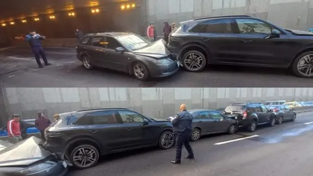 Accident în lanţ în Pasajul Băneasa. O fetiţă de 3 ani a fost rănită şi a fost transportată la spital