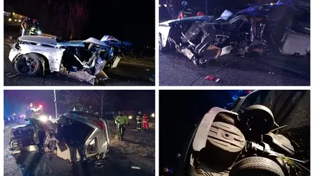 Tânăr de 19 ani mort într-un accident teribil în Hunedoara. Maşina BMW s-a rupt în două după ce a lovit un stâlp