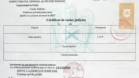 Cazier judiciar gratuit în format electronic, de astăzi