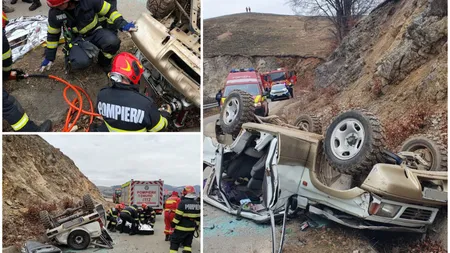 Un nou accident mortal în România. Maşina s-a făcut praf după ce a căzut în gol de la 15 m