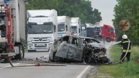 VIDEO Accident înfiorător în Bulgaria: 2 români au murit carbonizați după ciocnirea frontală cu un TIR