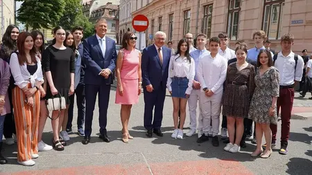 Carmen Iohannis, alături de preşedintele României în timp vizitei lui Frank-Walter Steinmeier în Sibiu: 