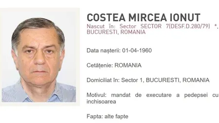 Ionuţ Costea, cumnatul lui Mircea Geoană, a fost dat în urmărire generală. El nu a fost găsit la domiciliu, după condamanare, şi nici nu s-a predat