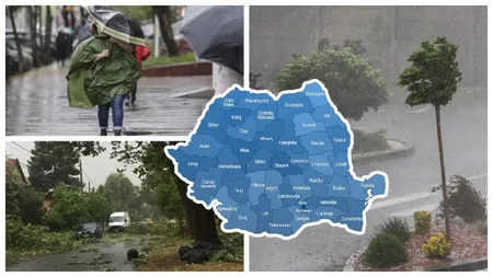Alertă meteo cod galben de ploi torențiale și vijelii. Județele vizate de avertizarea ANM. Furtuni și la București
