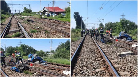 Momentul în care mașina în care se aflau doi adulți și doi copii este spulberată de tren, în halta Orbeni, filmat de camerele de supraveghere. Autoturismul, condus de o femeie însărcinată