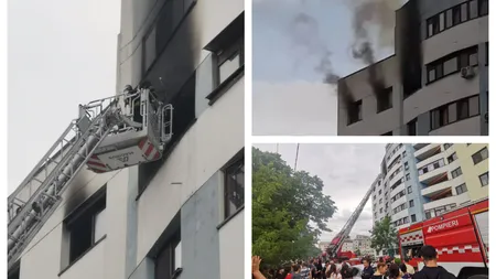 Incendiu într-un bloc-turn ANL. O autoplatformă pentru salvări la înălţime a intervenit de urgenţă