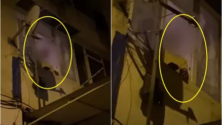 Spider-Man de Călărași! Un bărbat care escaladează zidul blocului ca să intre în apartament susține că a fost sechestrat de Dumnezeu. VIDEO