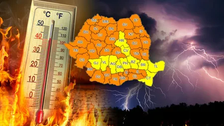 Alertă meteo. România, sub avertizare de cod galben și portocaliu de temperaturi extreme, la final de august. De mâine încep ploile în jumătatea de vest a țării