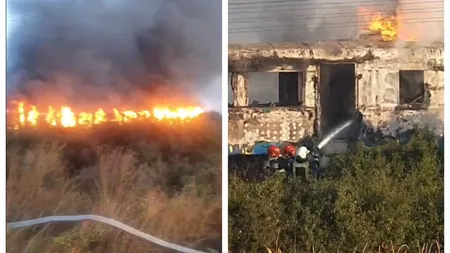 Un incendiu puternic a cuprins un tren de călători în Bihor. Pasagerii au reuşit să se evacueze