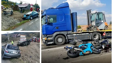 Accident cu pelerini de la Sfânta Parascheva în Neamț. Trei răniți după o coleziune între un autotren, o mașină şi trei motociclete în Covasna