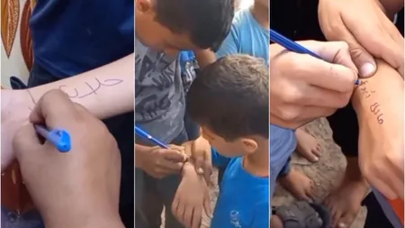 Realitatea macabră a războiului: părinții din Fâșia Gaza le scriu copiilor numele pe picioare ca să-i identifice în caz că mor