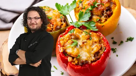 Rețeta de ardei umpluți de post a lui Florin Dumitrescu. Este un preparat delicios și simplu de făcut