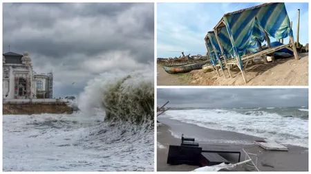 VIDEO Dezastru în stațiunile de pe litoralul românesc după cea mai puternică furtună care a lovit Constanța. Meteorologii au emis trei avertizări de Cod roșu