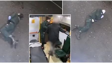 Imagini șocante surprinse în ambulanță! Un român stabilit în Londra a împins un paramedic afară din autoutilitară | VIDEO