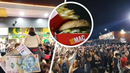 VIDEO Sute de români au luat cu asalt McDonald's pentru a primi un burger la 10 lei, cu ocazia inaugurării restaurantului cu numărul 100