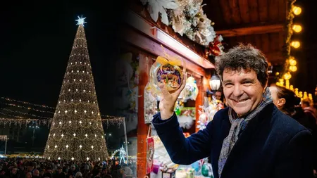 Iluminatul festiv și luminile din Târgul de Crăciun din Piața Constituției au fost aprinse. Nicuşor Dan: 