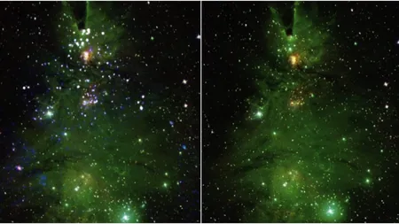 Spectacol în spațiu! NASA a dezvăluit cum arată ”bradul de Crăciun”, aflat la o distanță de 2.500 de ani lumină de Pământ