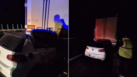 Un tânăr de 19 ani a murit după ce a intrat cu mașina sub un TIR pe A2. Se afla la volanul unui Golf 6 alb și conducea cu peste 200km/oră