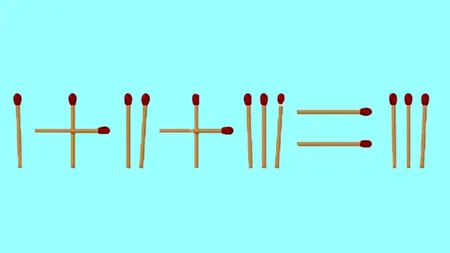 Test de inteligență cu chibrituri. Mută un singur băț pentru a corecta I+II+III=III