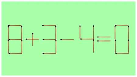 Test de inteligență cu chibrituri! Mută un singur băț pentru a corecta ecuația 8+3-4=0