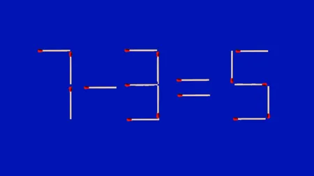 Test de inteligență. Mută un singur băț de chibrit pentru a corecta egalitatea 7-3=5