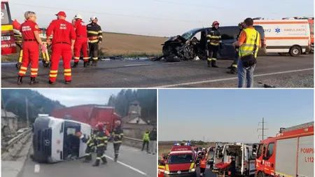 Doi morți și mai mulți răniți în urma unui accident deosebit de grav dintre un microbuz și două autoturisme. A fost activat Planul roșu