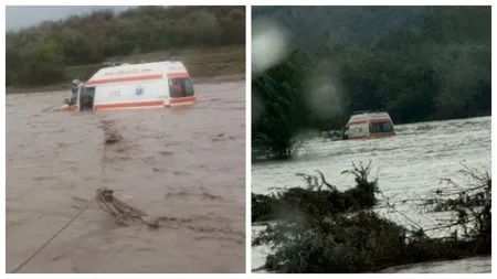Ambulanță luată de apă cu tot cu echipaj în Galați. Inundațiile de luna aceasta au provocat pagube majore județului