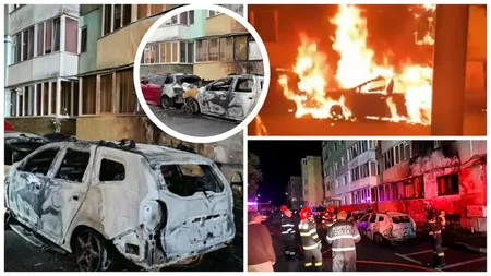 Dosar penal pentru distrugere, după ce o mașină a fost incendiată din răzbunare, în Brașov. Flăcările au afectat mai multe autoturisme și fațada unui bloc