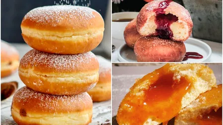 Gogoși pufoase umplute cu gem sau dulceață. Deliciul pe care nimeni nu-l va refuza vreodată