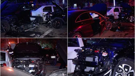 O tânără de 17 ani a făcut prăpăd pe o stradă din București. Aflată la volanul unui Mercedes, adolescenta a distrus cinci mașini parcate