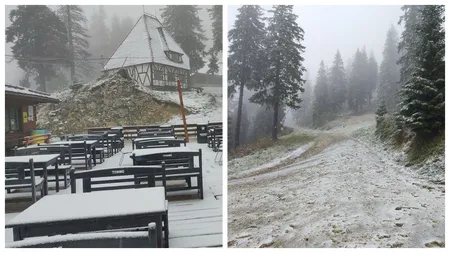 VIDEO! Imagini idilice! Ninge ca în povești la Poiana Brașov astăzi, 30 septembrie. Ciclonul care i-a păcălit pe bucureșteni a adus ninsori abundente la munte
