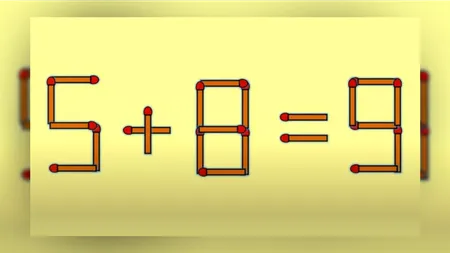 Test IQ pentru cei mai deștepți români. Mută un singur băț de chibrit și corectează ecuația 5+8=9